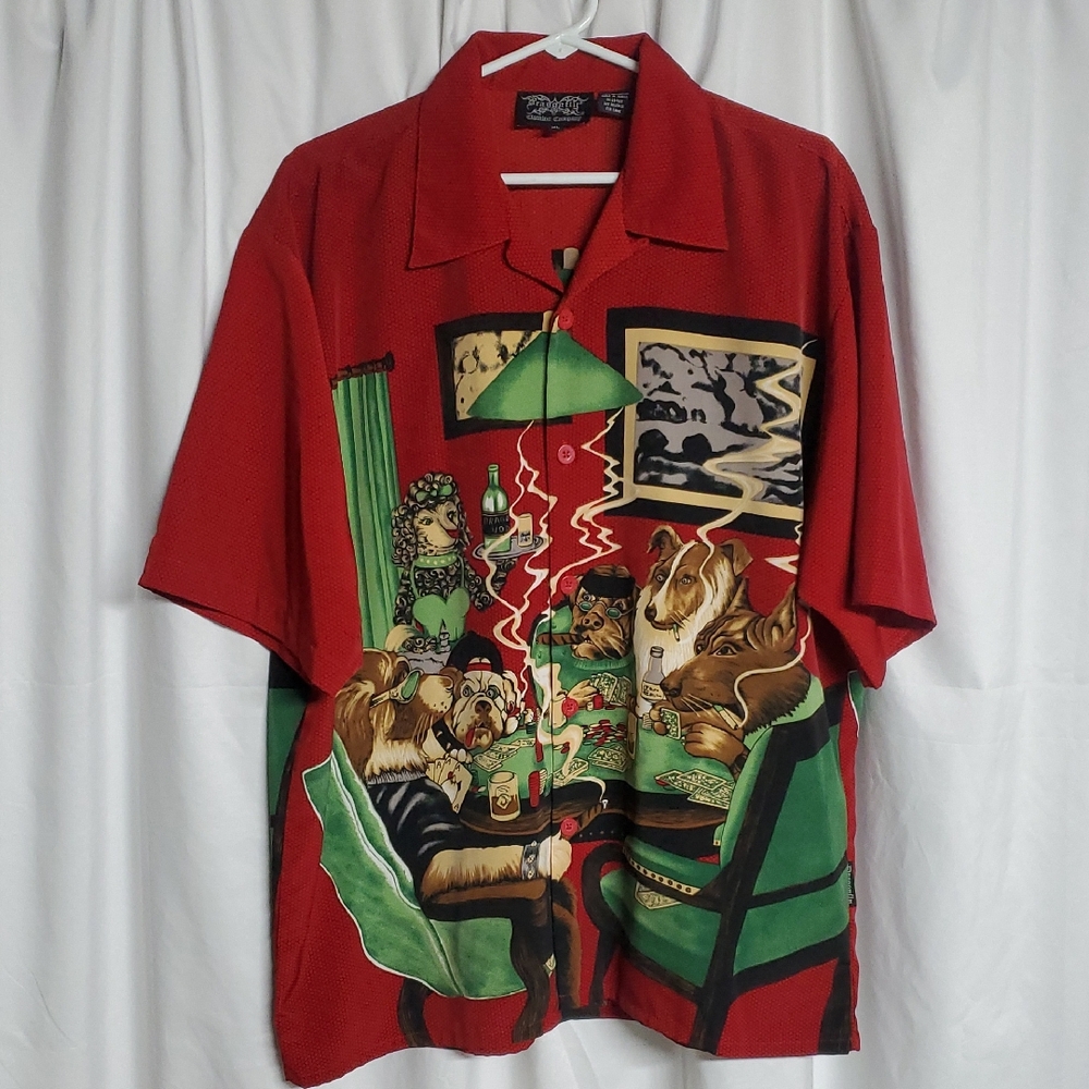 Dragonfly Clothing Company Men's XL Dogs Playing Poker Button Down Shirt